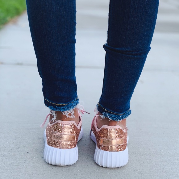 2x HP💫 ROSE GOLD Sparkle/Glitter Sneakers FIRM - Picture 3 of 8
